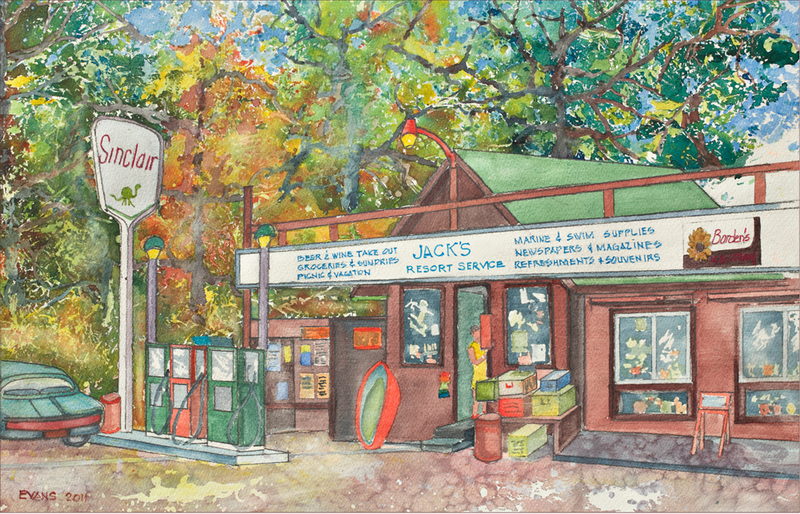 Jacks Resort Store - Water Color Painting By Bruce Evans (newer photo)
